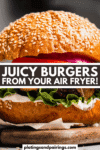 Air fryer hamburgers pinterest image.