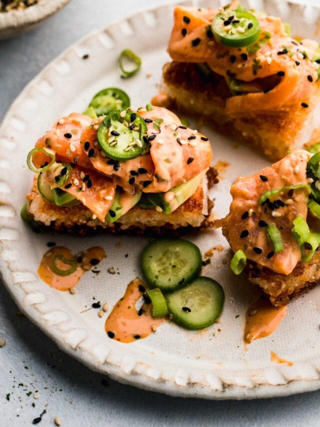 Spicy Salmon Crispy Rice Platings + Pairings