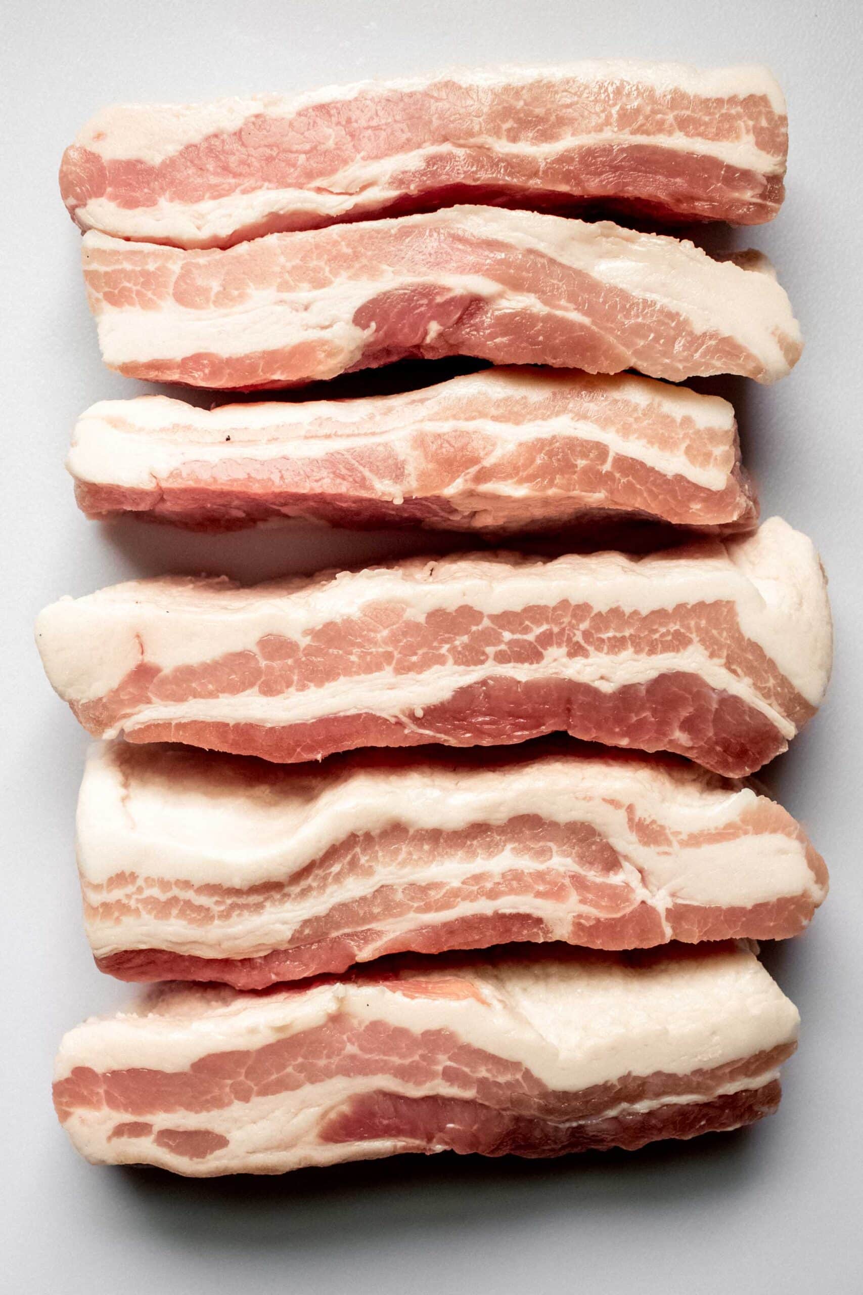 Raw pork belly slices