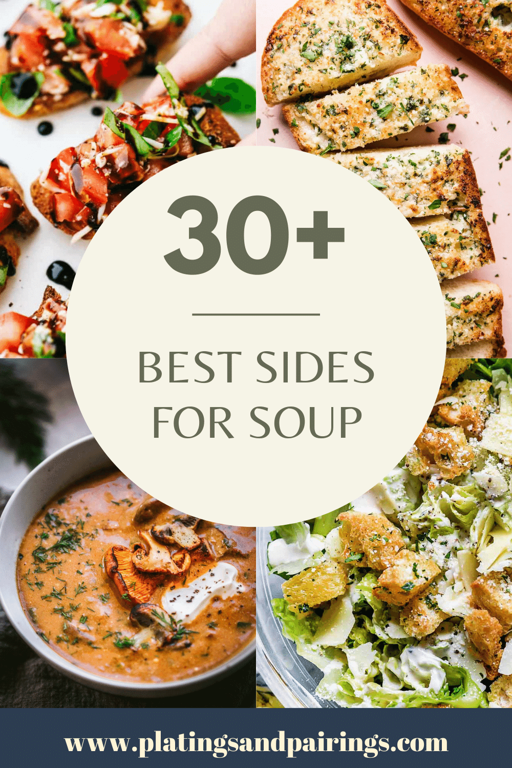 Collage of the best sides for soup with text overlay.