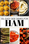 Collage of side dishes for ham with text overlay.