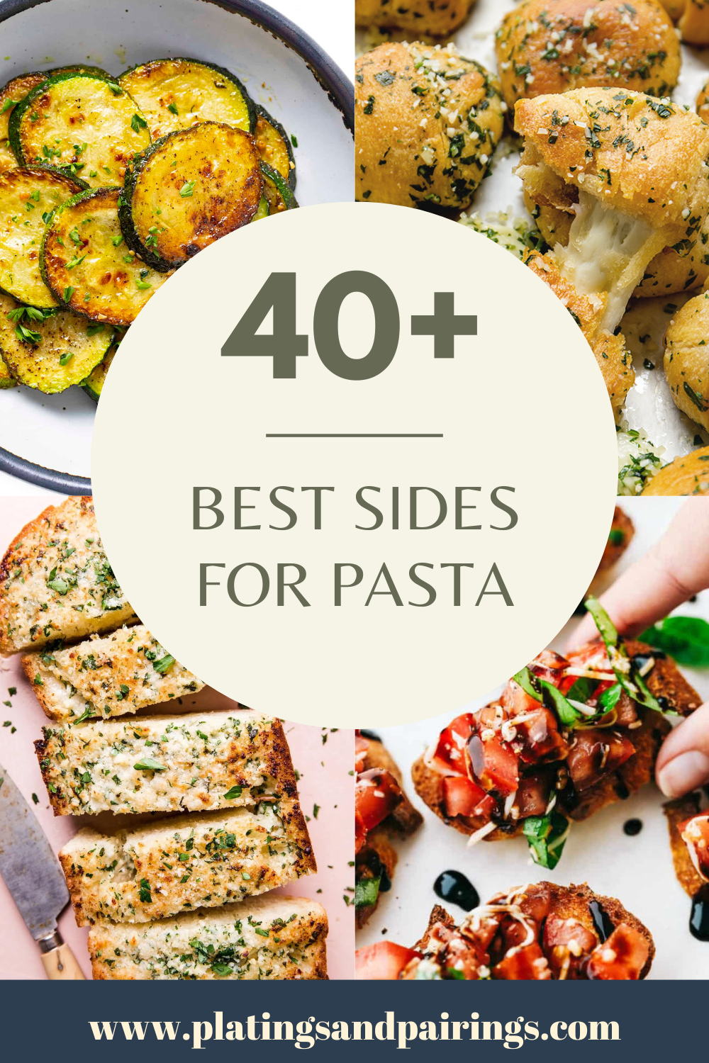 Collage of the best side dishes for pasta.