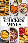 Collage of the best side dishes for wings with text overlay.
