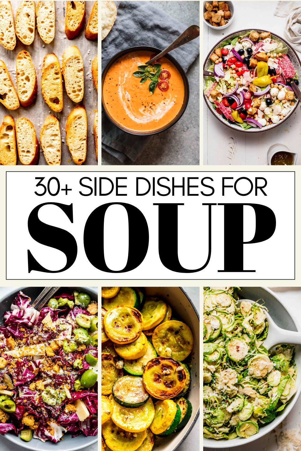 Collage of the best sides for soup with text overlay.