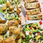 Collage of sides for spaghetti.