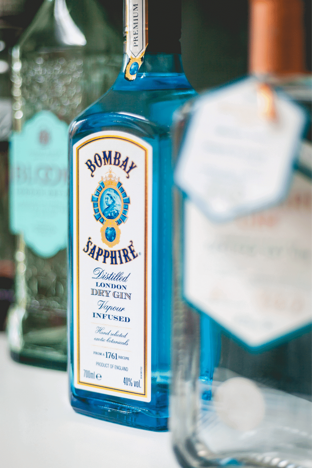 Bottle of Bombay gin. 