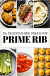COLLAGE OF SIDE DISHES FOR PRIME RIB WITH TEXT OVERLAY.