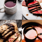 Collage of sauces for beef.