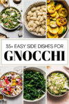 Collage of side dishes for gnocchi with text overlay.