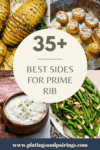 COLLAGE OF SIDE DISHES FOR PRIME RIB WITH TEXT OVERLAY.