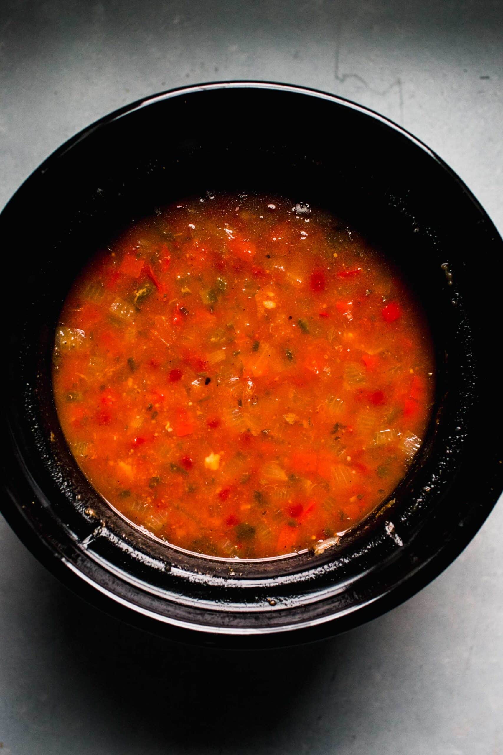 Soup in slow cooker after cooking. 