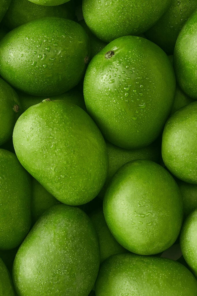 Keitt mangoes - green in color. 
