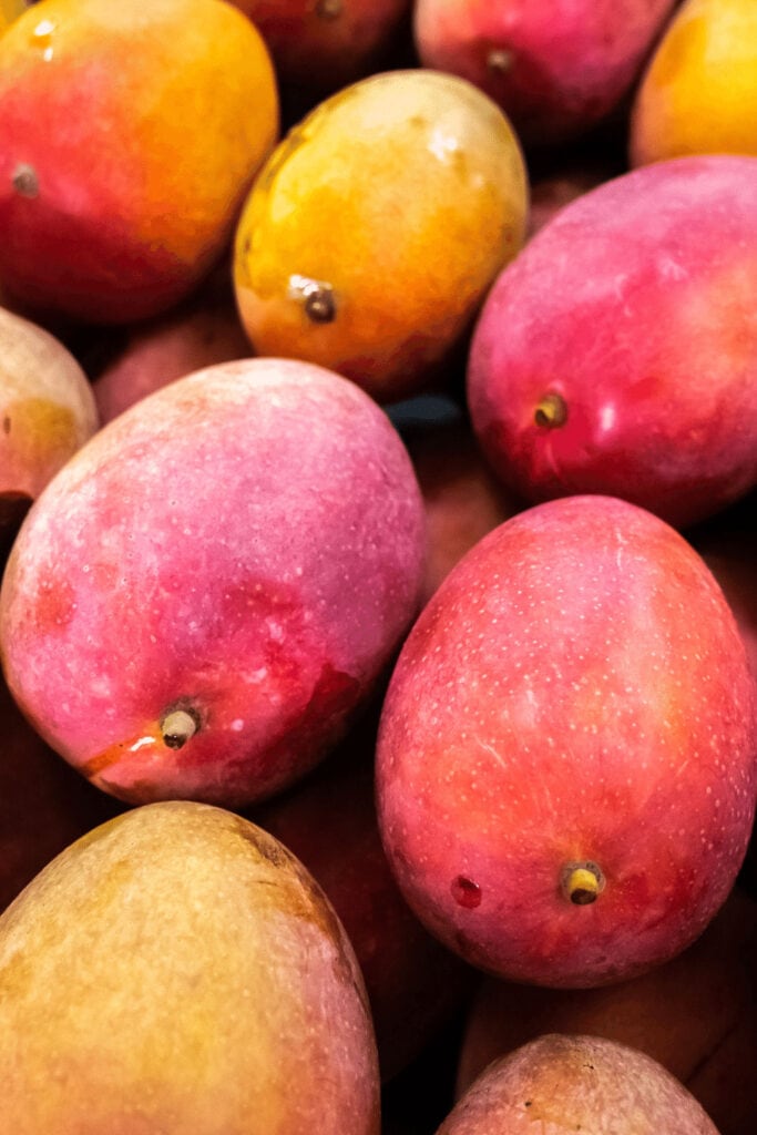 Tommy atkins mangoes - purple and orange in color. 