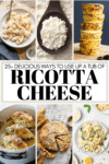Collage of dishes that use ricotta with text overlay.