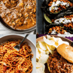 Collage of ground beef recipes.