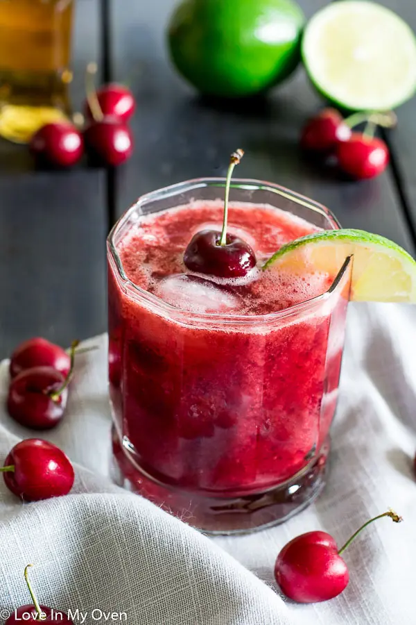 Cherry lime whiskey sour.