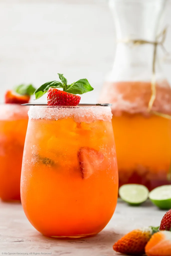 Strawberry basil vodka drink.