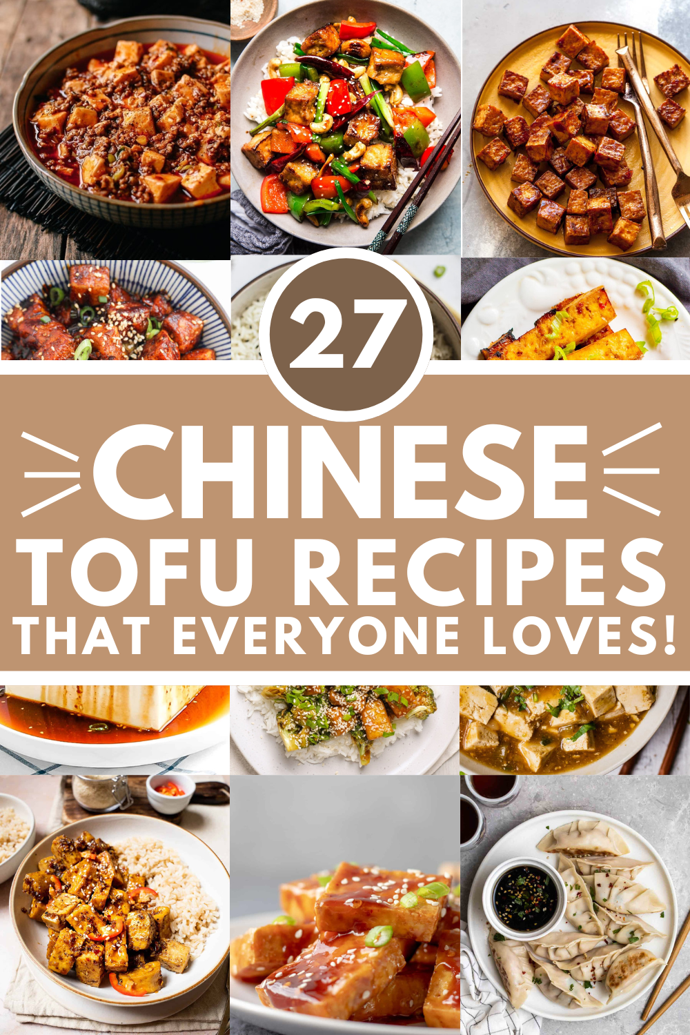 Collage of chinese tofu recipes with text overlay.