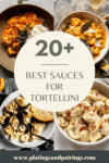 Collage of tortellini sauces with text overlay - best sauces for tortellini