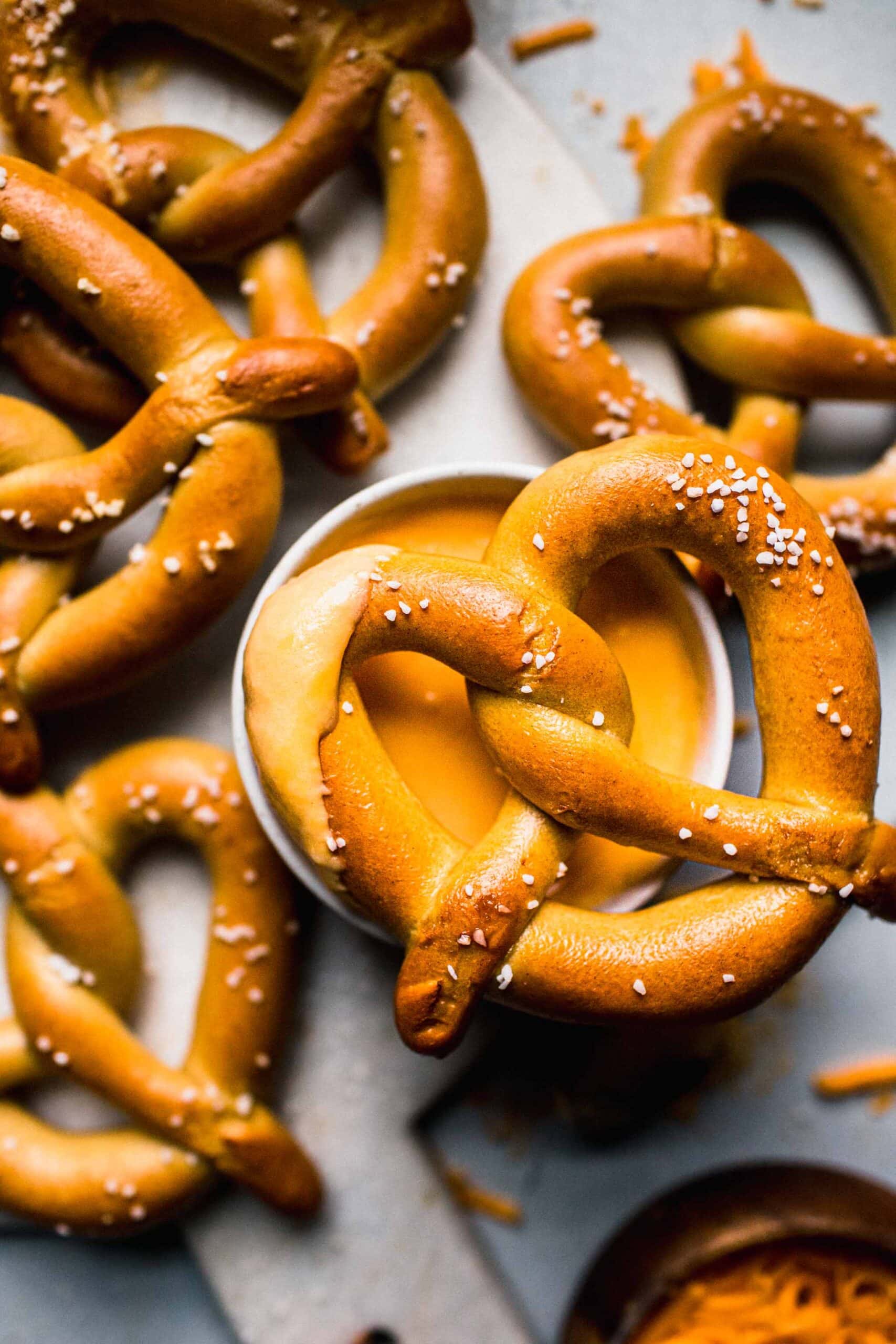 Easy Homemade Soft Pretzel Bites with Cheese Dip