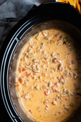 Rotel dip in slow cooker.