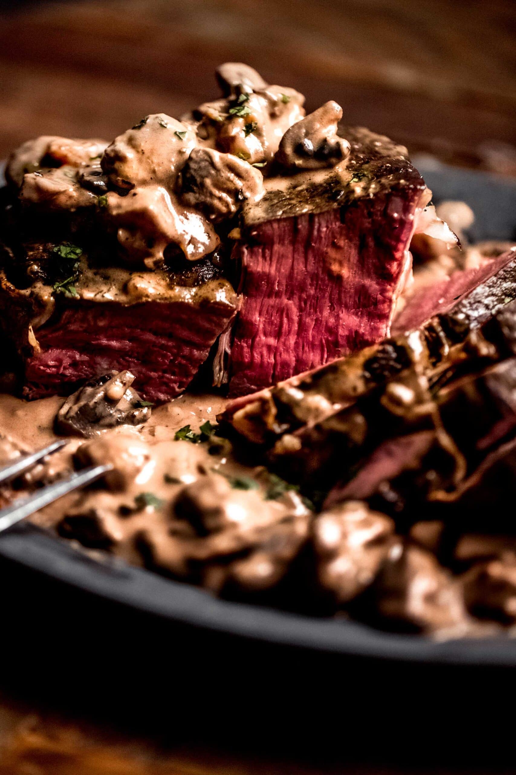 Sous Vide Roast Beef with Creamy Mushroom Sauce