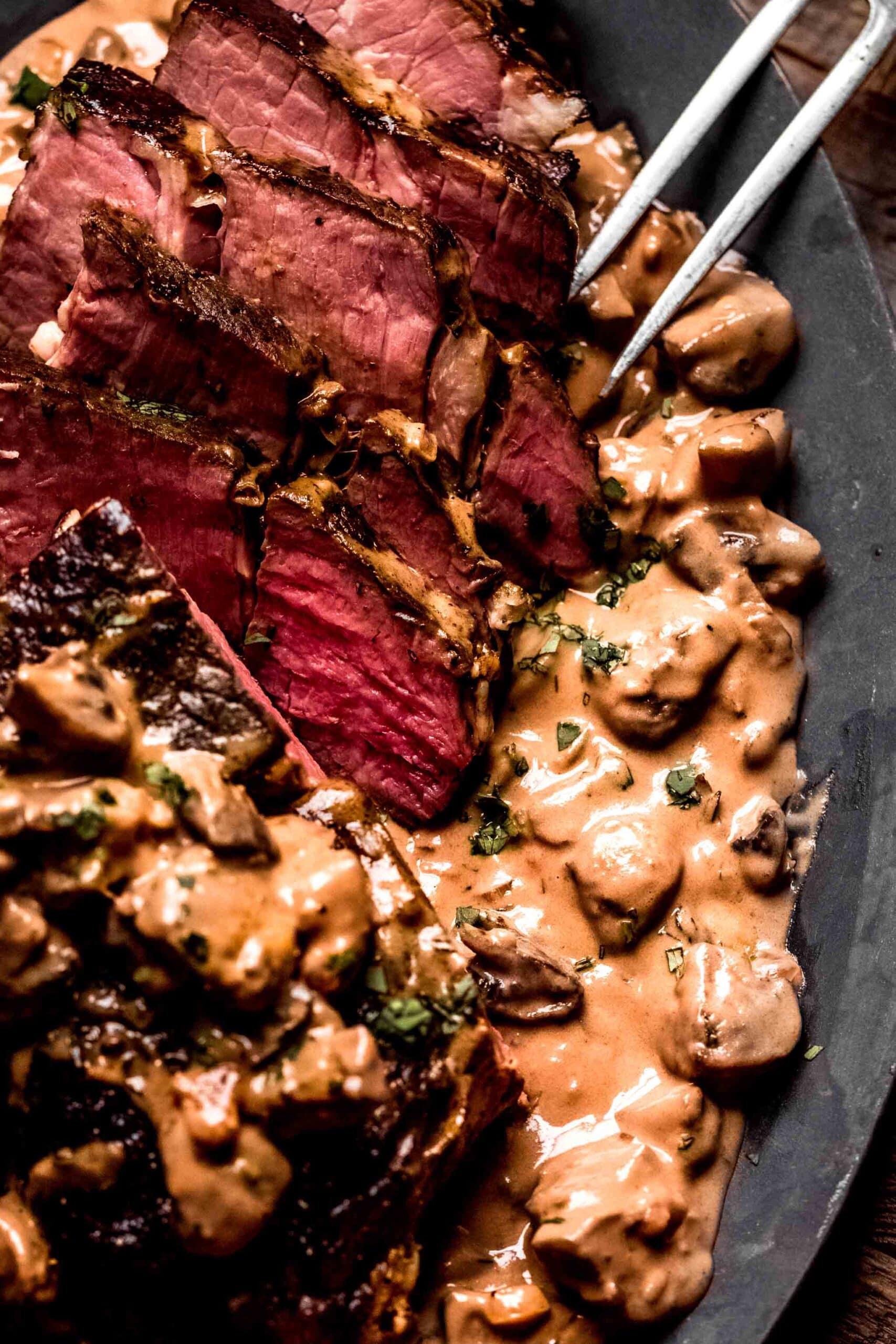 Sous Vide Roast Beef with Creamy Mushroom Sauce