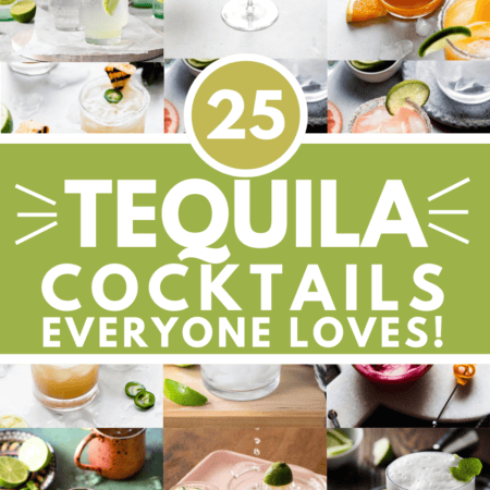 Collage of tequila cocktails with text overlay.