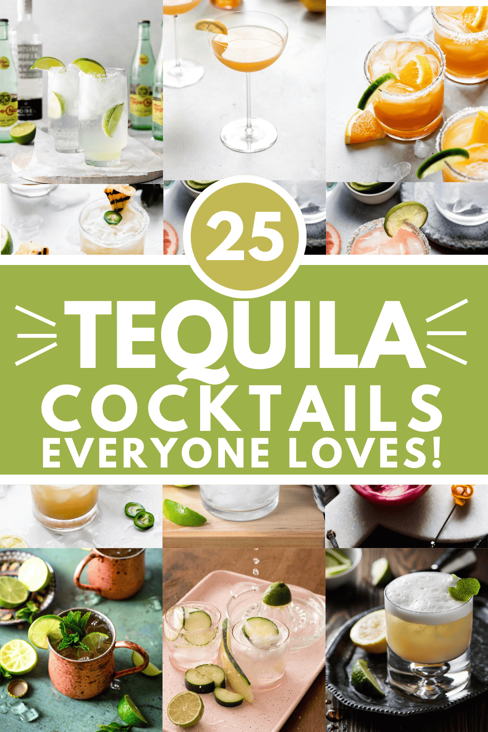 Collage of tequila cocktails with text overlay.