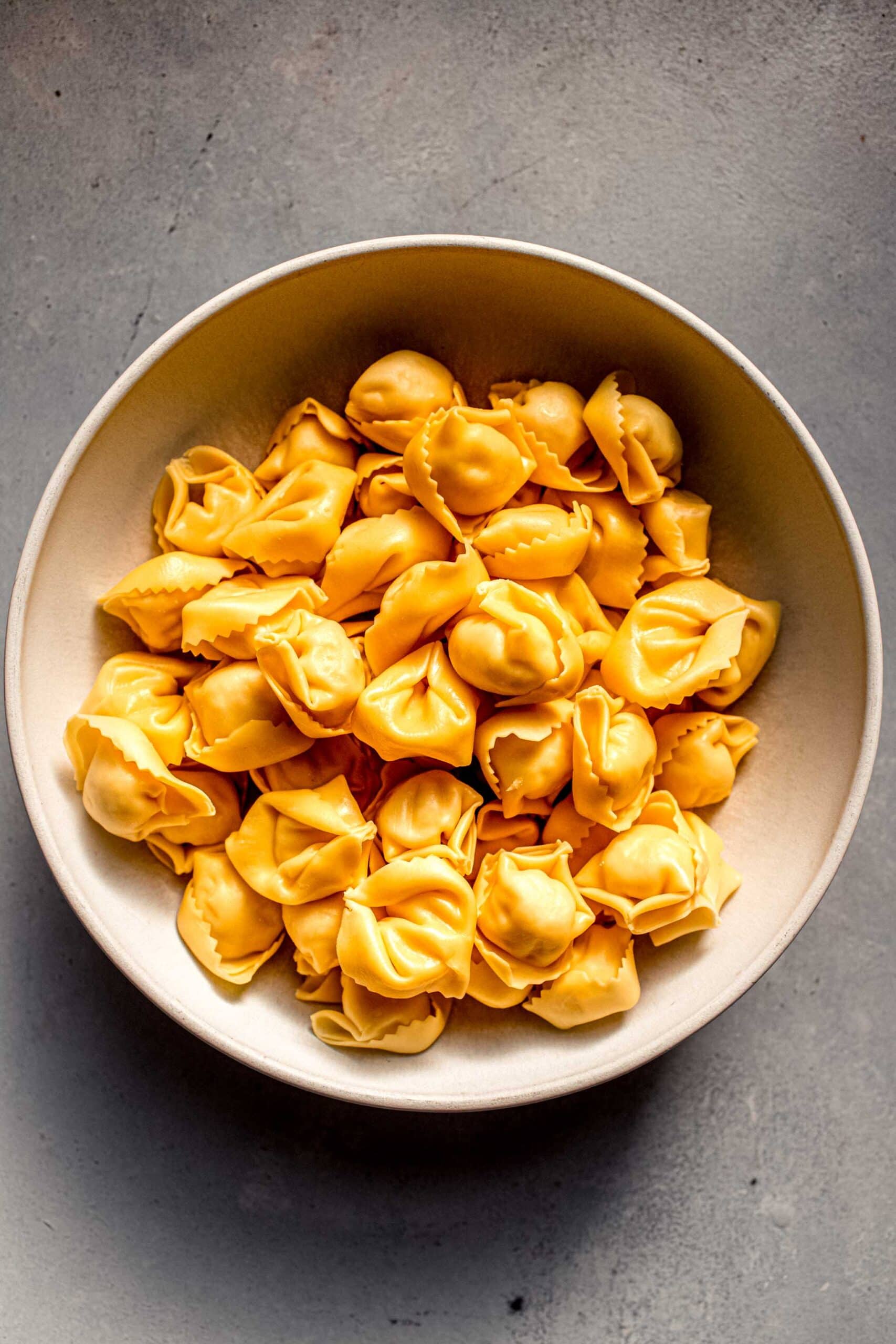 Tortellini in bowl. 