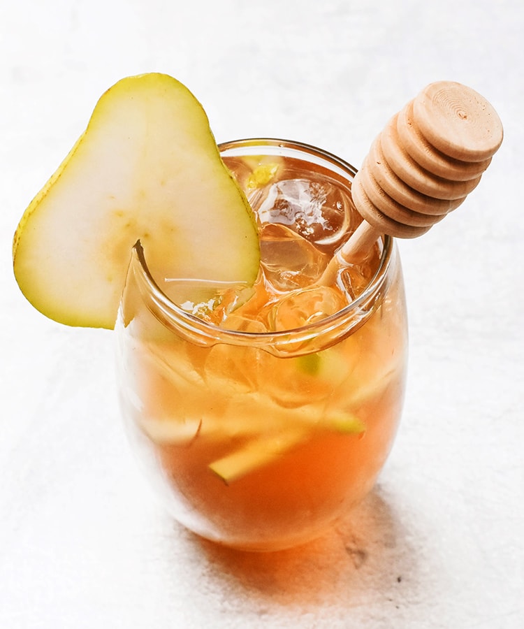 Whiskey honey pear cocktail.