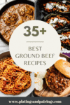 Collage of ground beef recipes with text overlay.