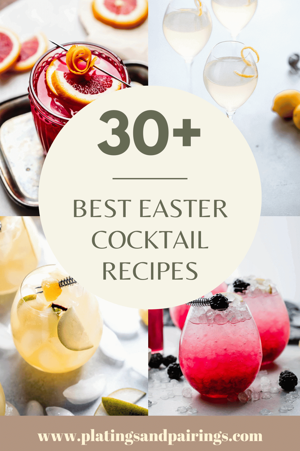 Collage of Easter cocktails with text overlay.