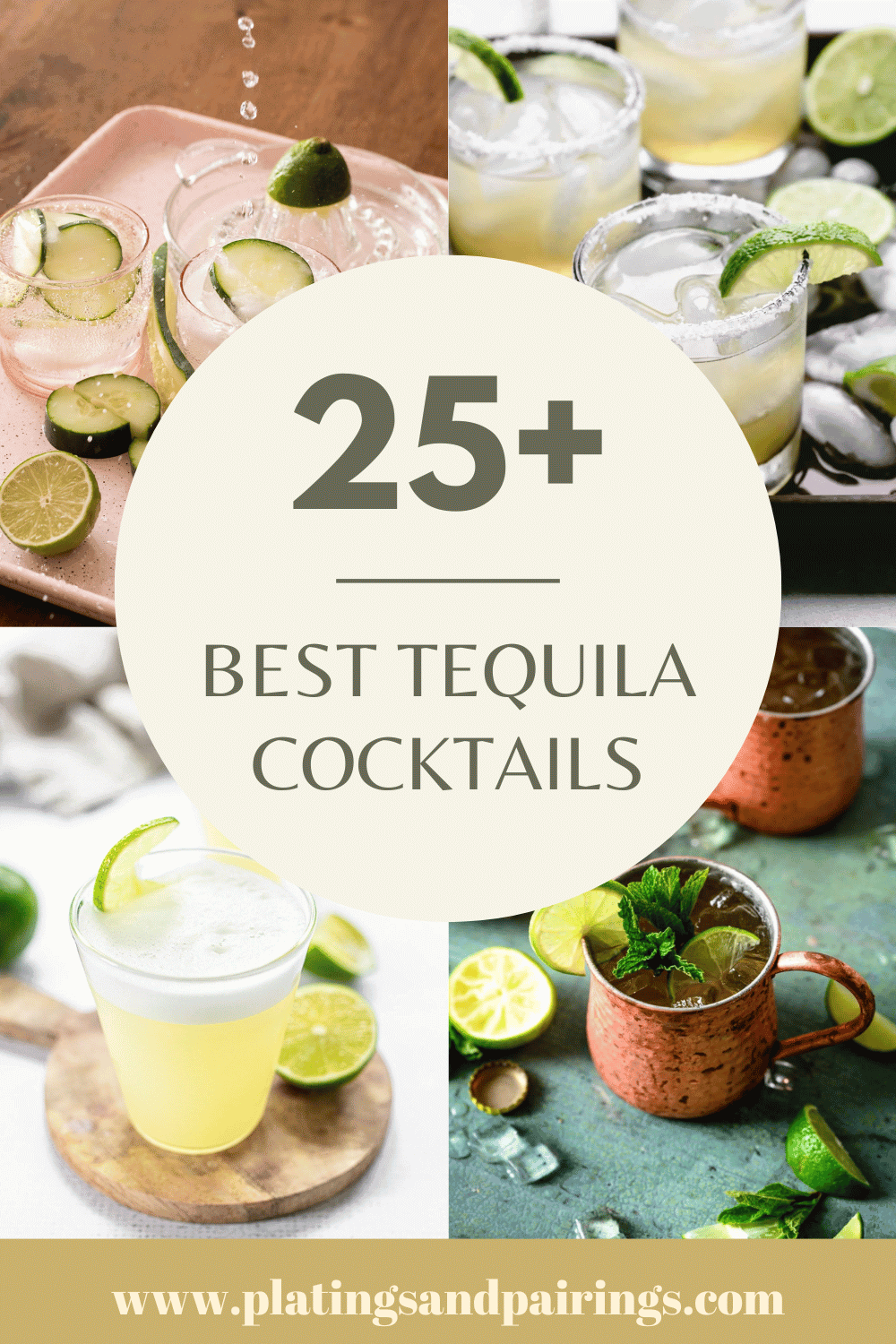 Collage of tequila cocktails with text overlay.
