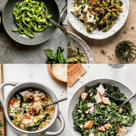 Collage of easy kale recipes.