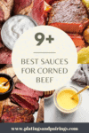 Collage of sauces for corned beef with text overlay.