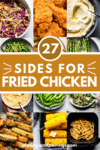 Collage of sides for fried chicken with text overlay.