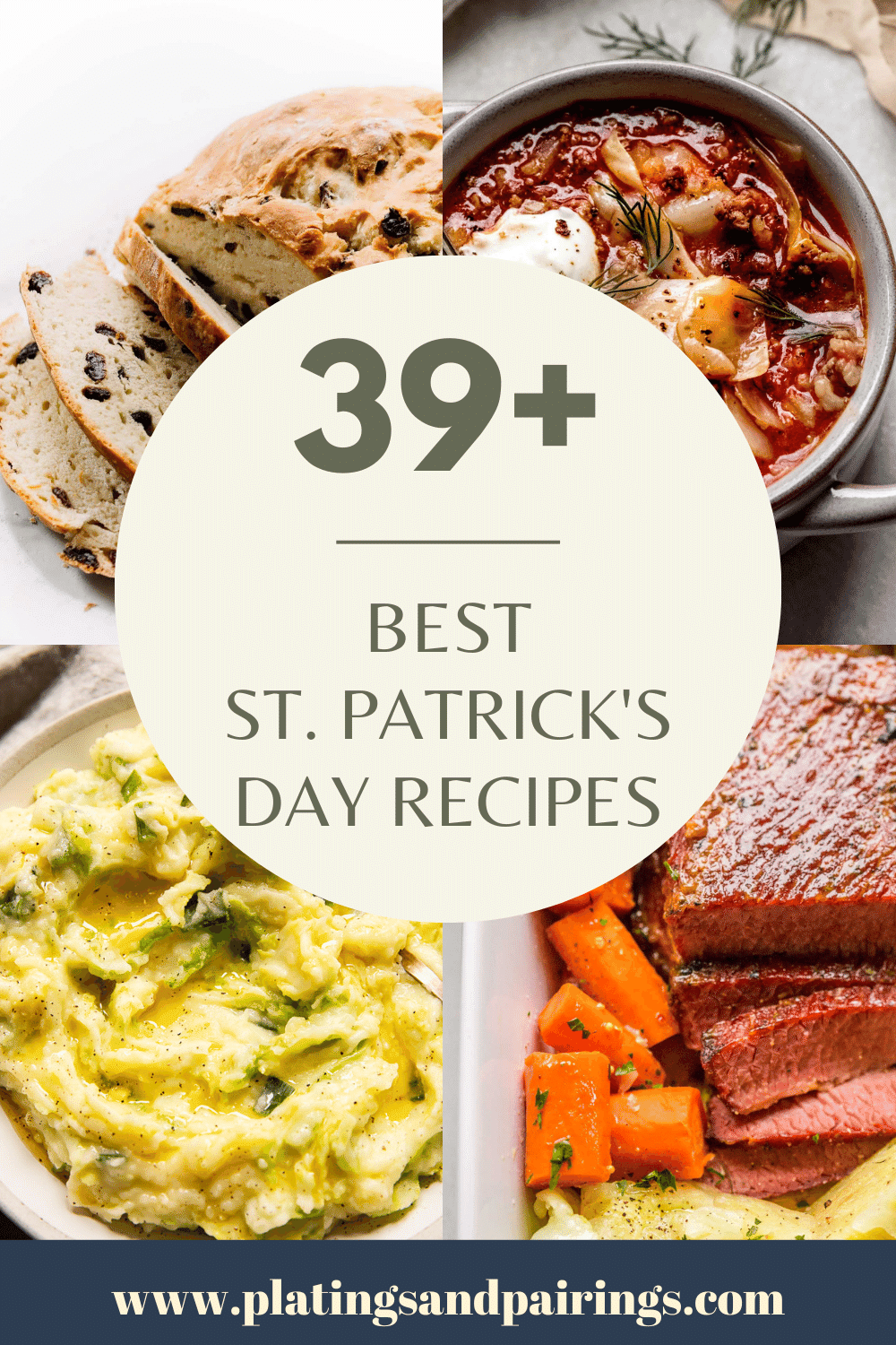 Collage of St. Patrick's Day recipes with text overlay.