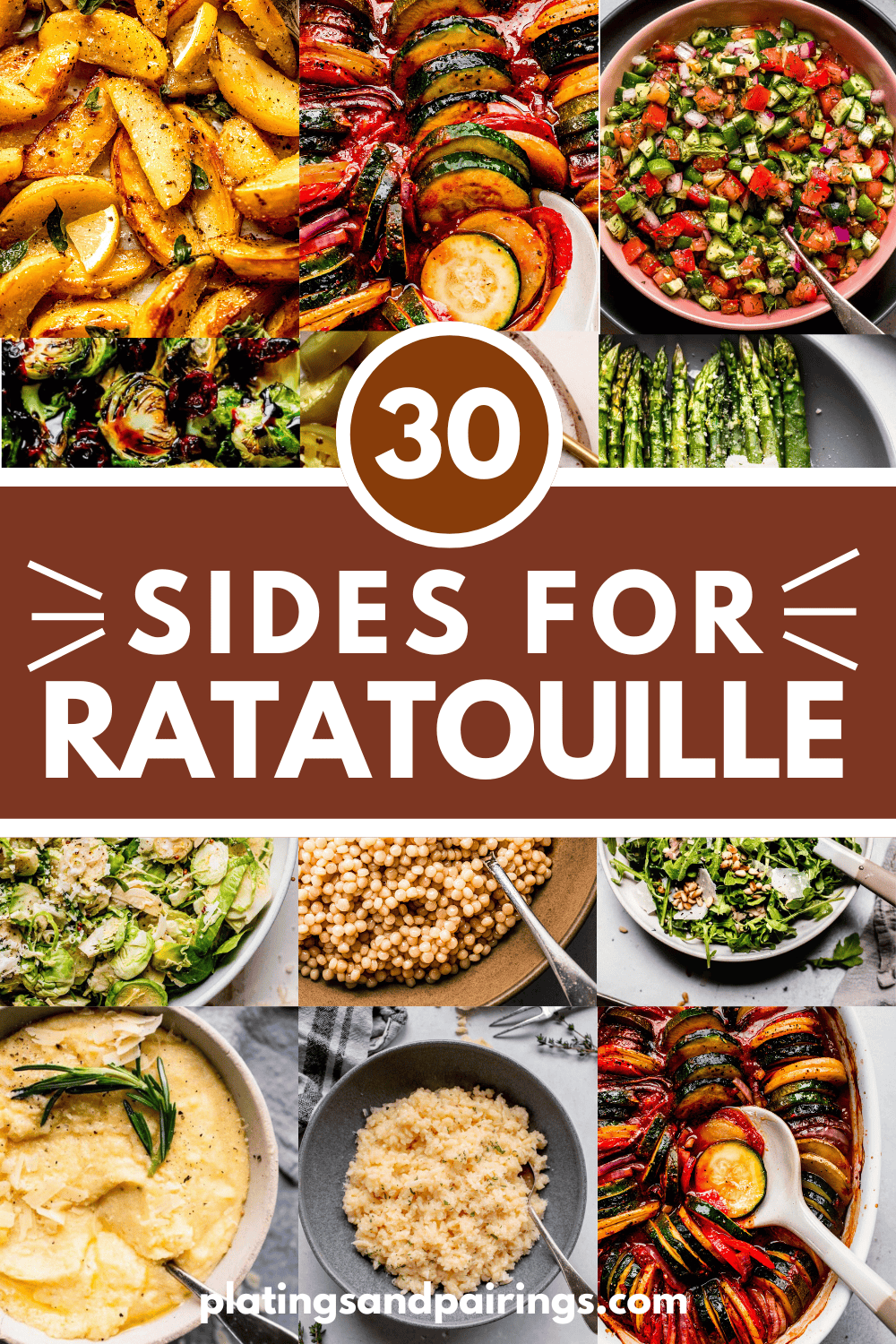 Collage of what goes with ratatouille with text overlay.