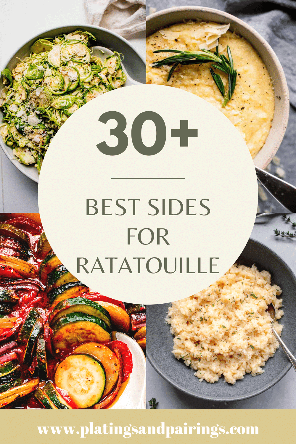 Collage of what goes with ratatouille with text overlay.