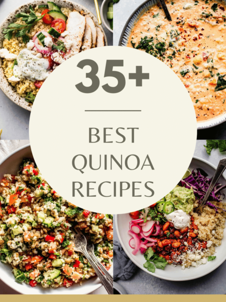 Collage of quinoa recipes with text overlay - best quinoa recipes.