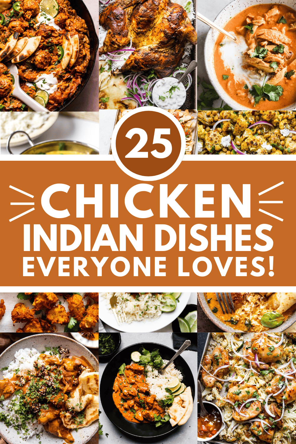 Collage of indian chicken dishes with text overlay.