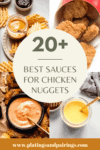 Collage of sauces for chicken nuggets with text overlay.