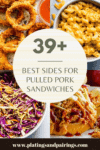 Collage of sides for pulled pork sandwiches with text overlay.