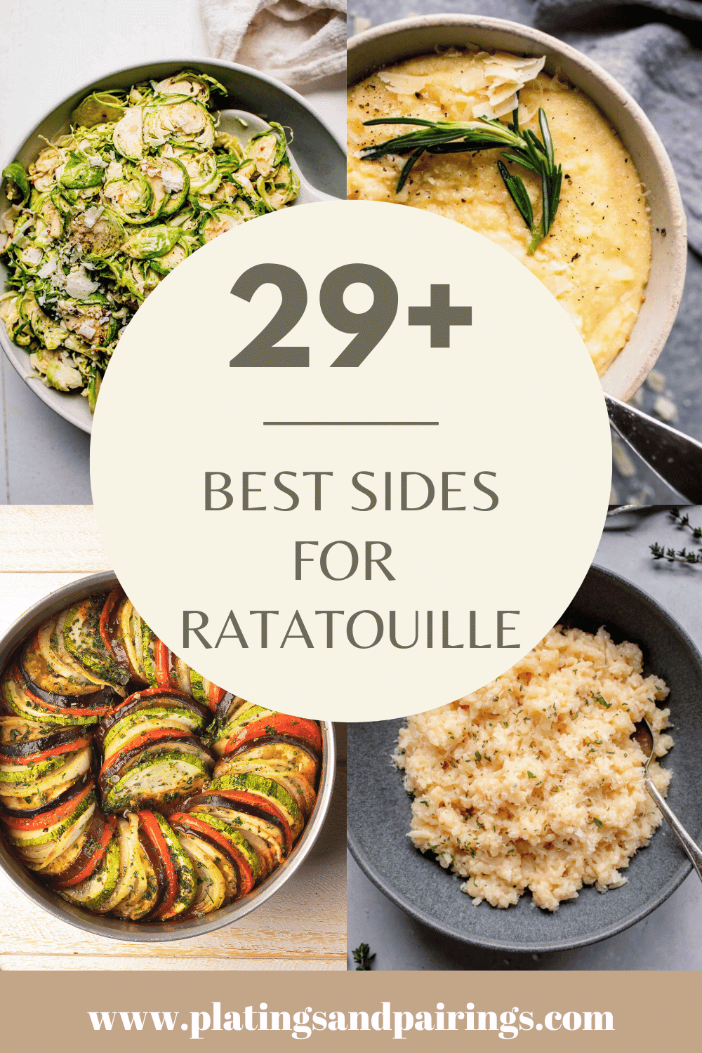 Collage of what to serve with ratatouille with text overlay.