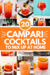Collage of campari cocktails with text overlay.
