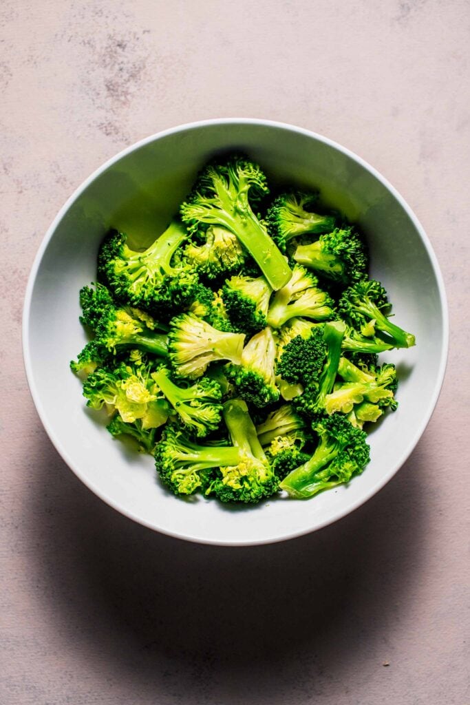 Steamed broccoli in bowl. 