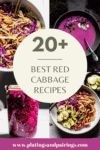 Collage of red cabbage recipes with text overlay.
