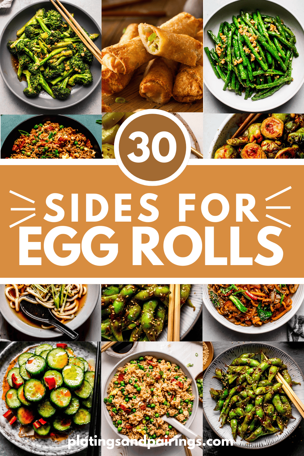 Collage of sides for egg rolls with text overlay.