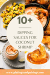 Collage of sauces for coconut shrimp with text overlay.